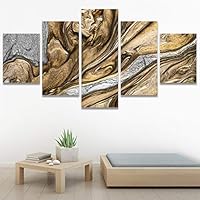 SIGNWIN 5 Panel Canvas Wall Art Abstract Closeup Digital Art Modern Artwork for Home Decorations Ready to Hang - 60