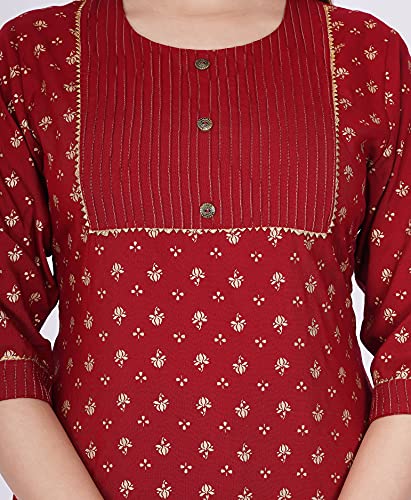 Image of Shiva Fab Short Kurti for Women | Embroidered Straight Rayon Kurta | Round Neck Full Sleeves Short Kurti for Women's