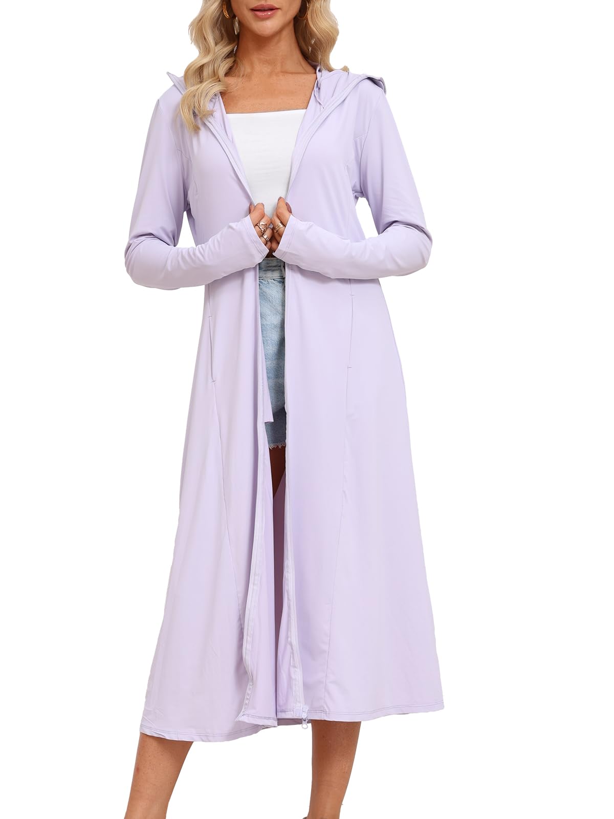 Sun Protection Clothing Women Long Sleeve UPF 50+ Swim Cover Up