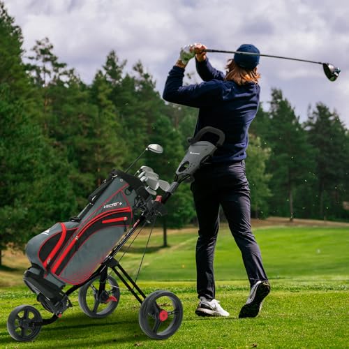 Image of XDriveMax GC27 3 Wheel Golf Push Cart, Golf Trolley Folding Lightweight Golf Bag Pull Cart Caddy Cart for Golf Clubs and Golf Bag with Cup Holder Scorecard Holder /Storage Compartment