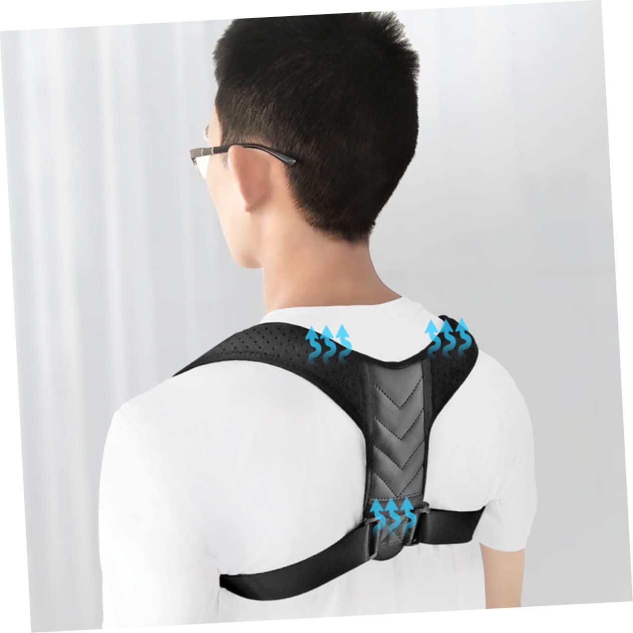 Gogogmee 2 Pcs Posture Corrector Upper Brace Invisible Brace Hunchback Posture Shoulder Posture Brace Posture Support Straps Trainer Sitting Posture Support Velvet Black