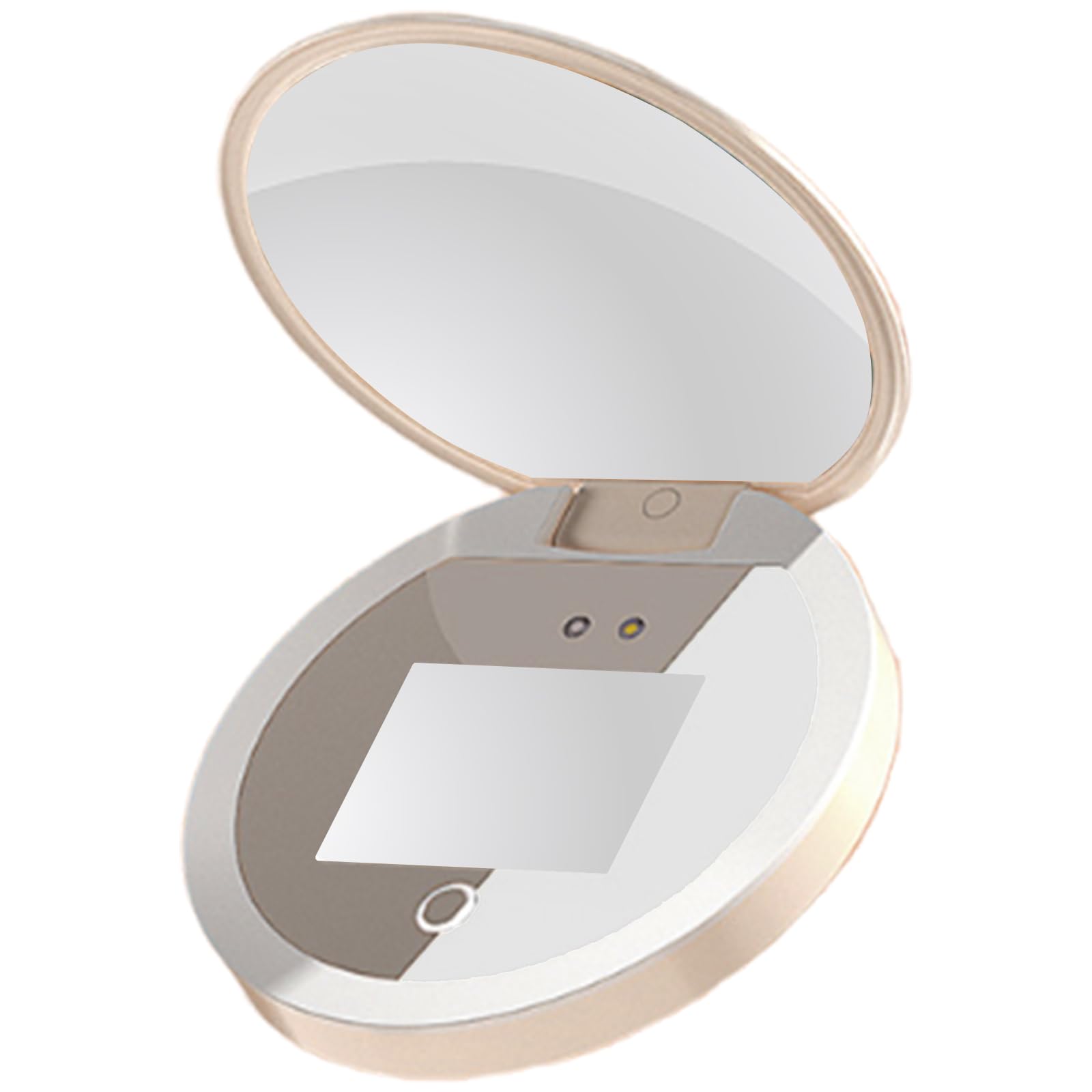 Mirrour - Cámara recargable para protección solar, 2 aumentos, espejo de maquillaje compacto para mujer, bolsillo de doble cara para protección de la piel