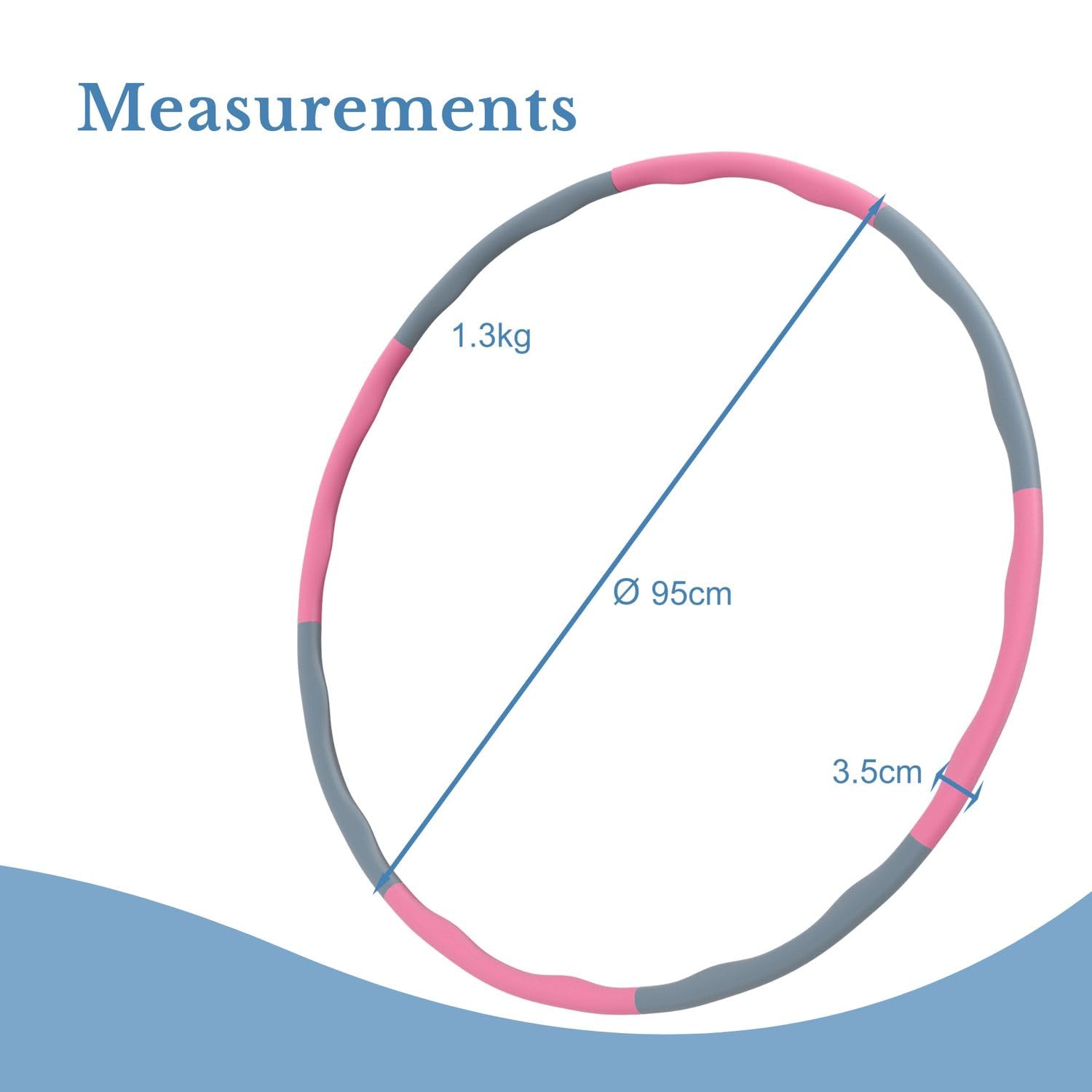 EmpireAthletics Hula Hoop Fitness Reifen, Hula-Hoop-Reifen mit Massage Noppen, Bauchtrainer Taillentrainer für Zuhause, Stecksystem Zerlegbar, Core Training Home Gym, Pink Grau