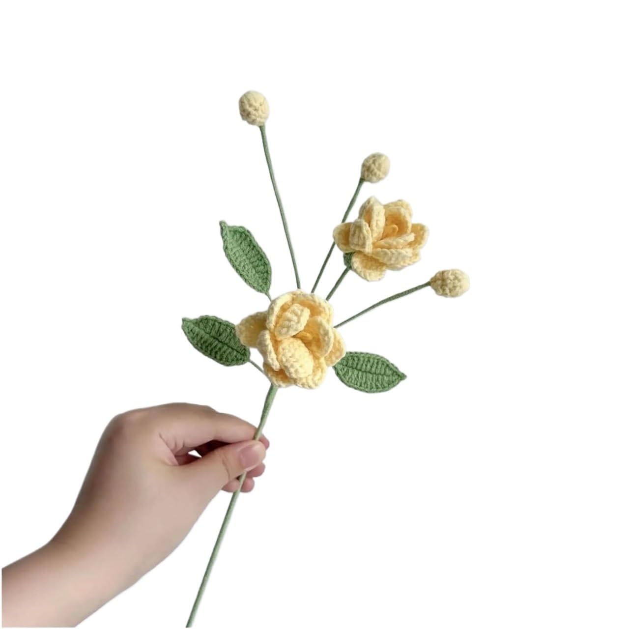 FCfpxwtz Artificial Crochet Flower, 2pcs Handcrafted Crochet Fake Floral Bouquet Multicolor For Weddings Home Decor(Color1)
