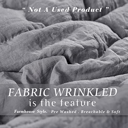 Hig Pre Washed Down Alternative Comforter Set King -Reversible Chic Quilt Desgin -Box Stitched With 4 Corner Tabs -Lightweight For All Season -Light Gray Duvet Comforter With 2 Pillow Shams #TOP2