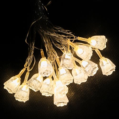 Image of Lexton Fairy 14 Roses LED String Light | 14 LED, Plug Sourced, 4 Meter Long | Suitable for Diwali, Birthday, Festival, Wedding, Party, Patio, Lawn, Restaurants (Pack of 1, Warm White)