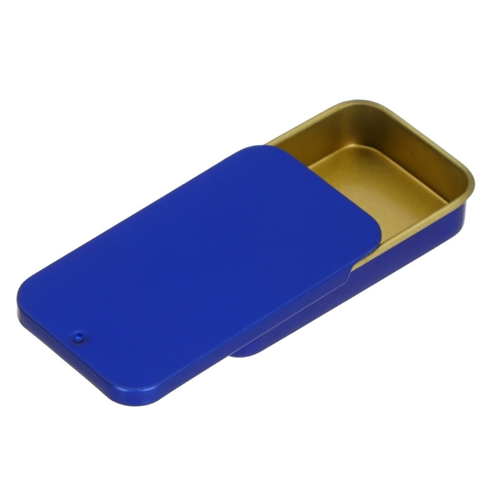 ANYTOY Containers Metal rectangular tin box tinplate push candy pill box trash can jar hinged container small storage box (Color : Hortel�)