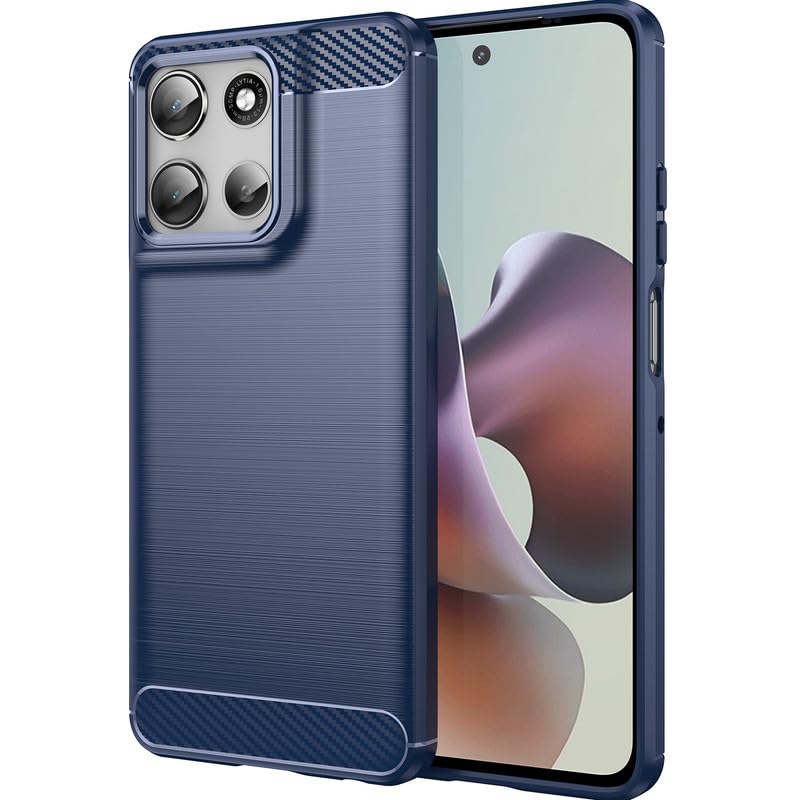 Image of Hybrid Carbon Fiber Back Case for Motorola Moto G56 5G (Blue)