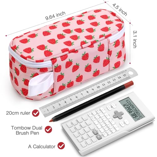 Image of Jcocylse Large Capacity Pencil Case Portable Pencil Pouch Bag School Supplies for College Students Girls Boys Adults(Strawberry)
