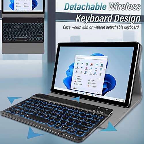 Wineecy Backlit Keyboard Case For Surface Go 3 (2021)/ Surface Go 2 2020 / Surface Go 2018 Tablet, 7 Colors Backlight Magnetic Detachable Wireless Keyboard With Premium Pu Cover Case #TOP2