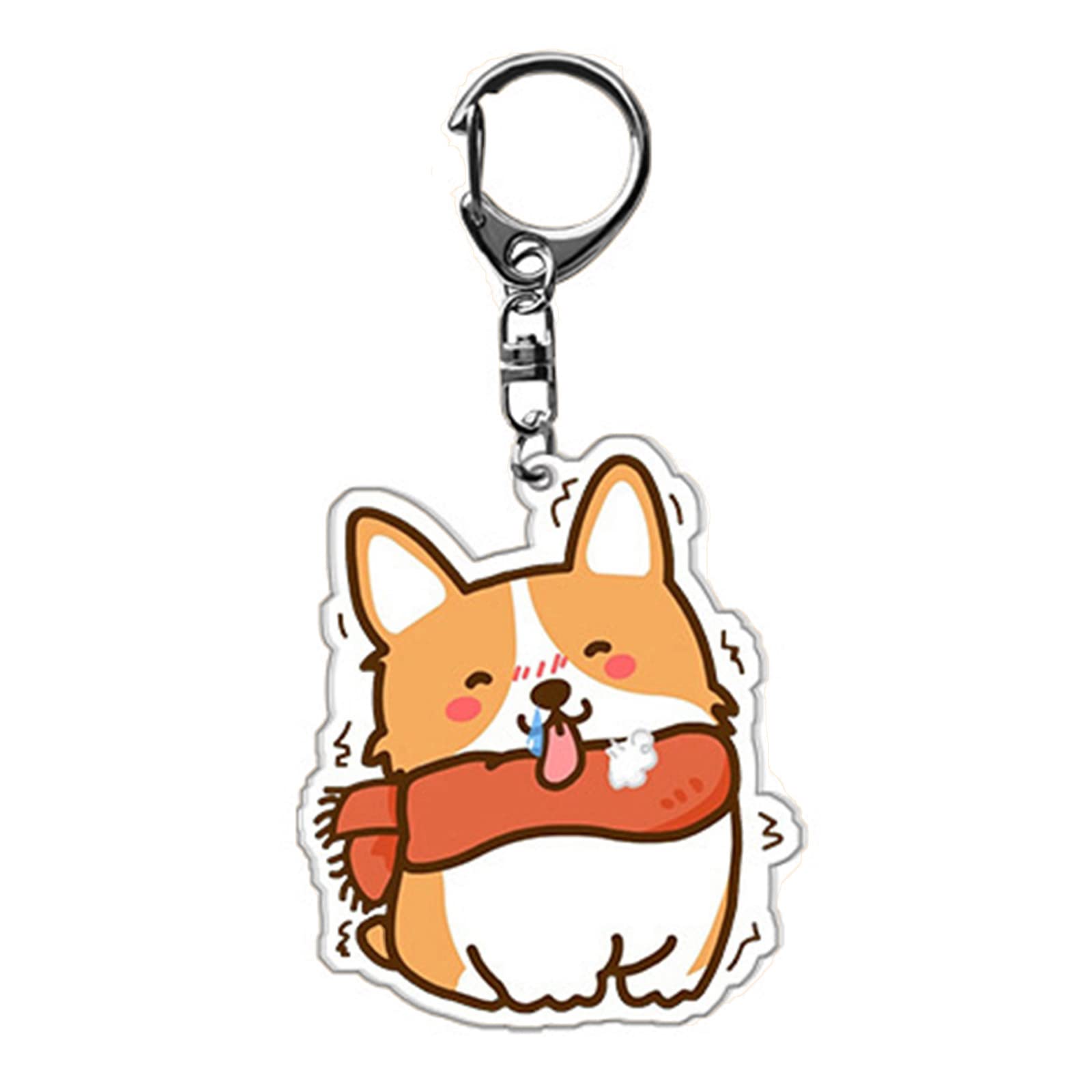 Roskio Corgi Key Rings Corgi Keychain Rings Holder Women Gift Pendant for Birthday Monther'Day