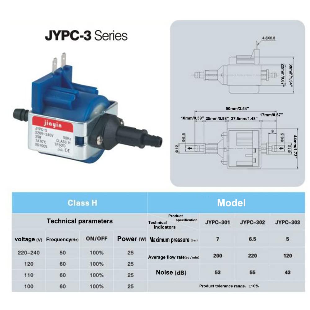 通用 JIAYIN JYPC-3 25 W AC220 V - 240 V typ tłoczka pompa elektromagnetyczna pompa do żelazka parowego