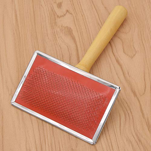 Kesheng Schaffell-Teppichbürste, Nadelkamm, Holzgriff, Haustierpflege für Haare, Haustierbürste, Schönheitsbürste, Hundezubehör