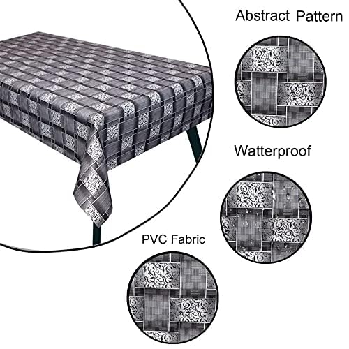 Image of Dakshya Industries PVC Waterproof Withoutlace Dining Table Cover (Size - 54X78 Inch) Rectangle 6 Seater Heat Rasistant Table Cloth (T19)