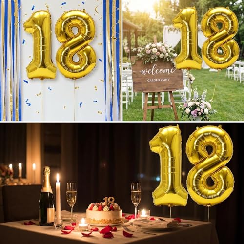 Image of YPSelected 32 Inch Large Foil Helium Number Balloon Birthday Wedding Party 0-9 (Gold, 8)
