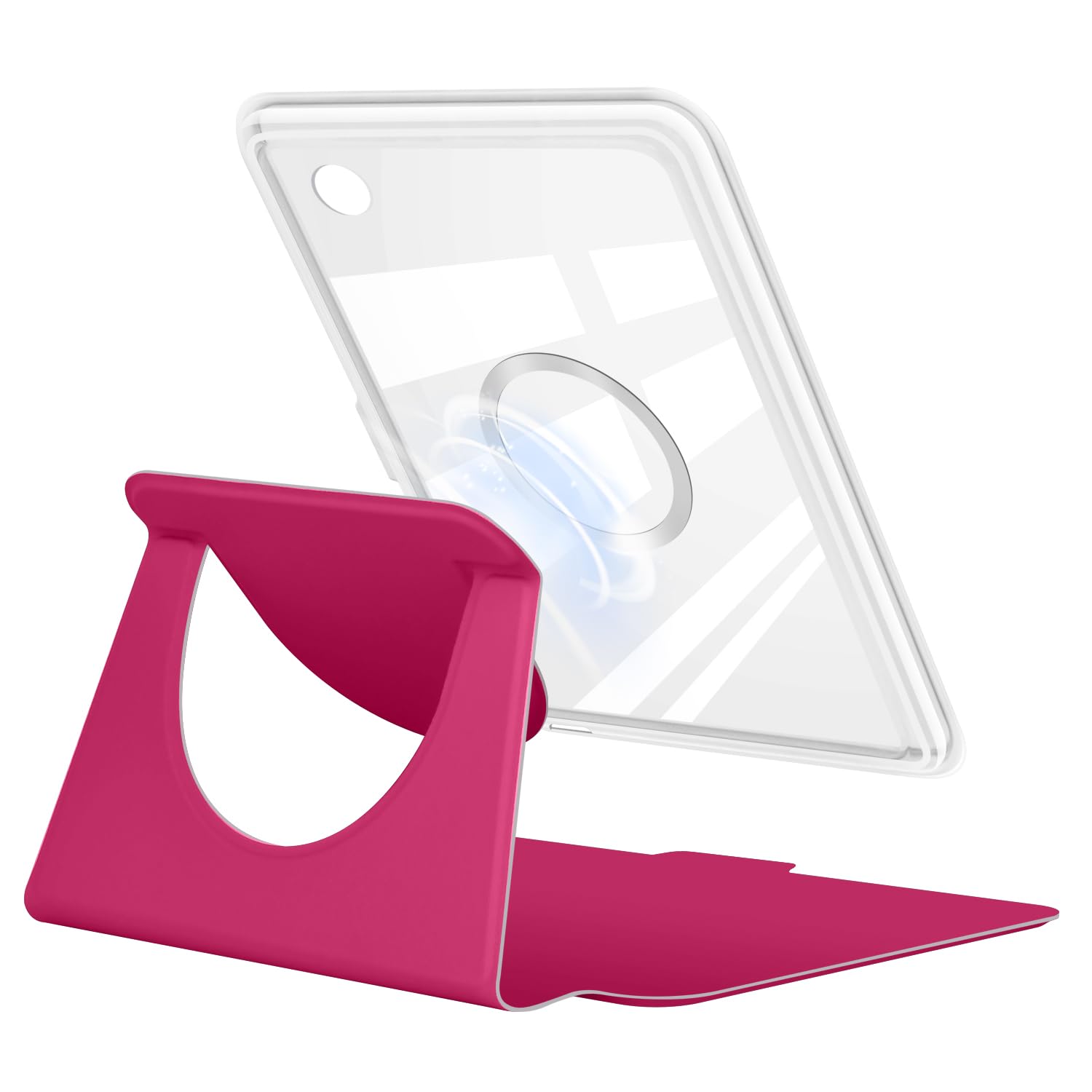YoungMe Coque rotative à 360 degrés pour Kobo Clara BW 2024 de 6" sorti, design magnétique amovible housse de protection réglable avec dos transparent et veille/réveil automatique