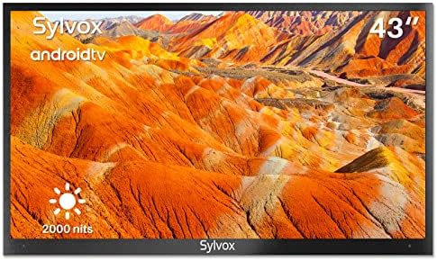 SYLVOX Outdoor TV, Smart Outdoor TV 43” 2000 Nits Full Sun, 4K UHD Weatherproof Outdoor Television with Voice Control Chromecast Built-in, IP55 Android TV for Outside (Pool Pro Series)