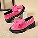 KGKQHKQ Women's Leather Bow Platform Loafers Round Toe Solid Pu Leather Shoes Slip On Mid-Wedge Heel Loafers Business Office Walking Shoes Pink