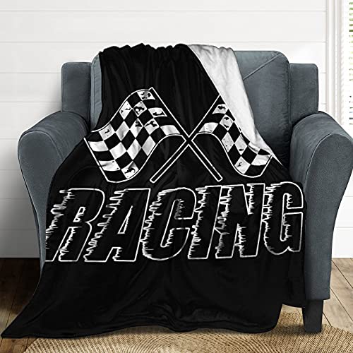 Xkawpc Racing Checkered Flags Super Soft Flannel Blanket Lightweight Comfortable Throw For Home Bed Couch Sofa 50Inx60In, Throw Blanket, White-Style1 #TOP5