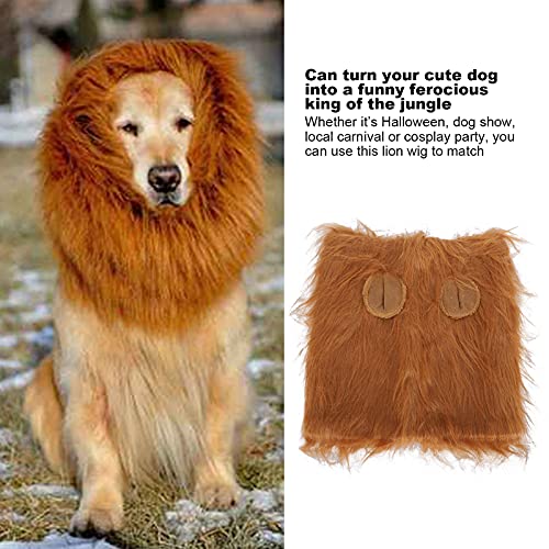 Pssopp Juba de Leão para Cão, Fantasia de Juba de Leão com Cordão para Cachorro Juba de Leão Marrom