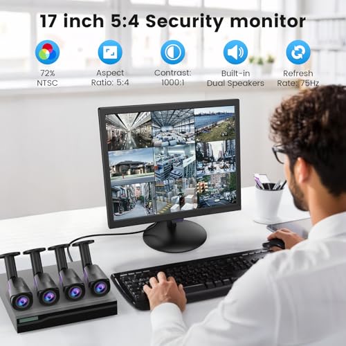 Image of Eyoyo 17-Inch Security Camera Monitor, 1280x1024 5:4 Display