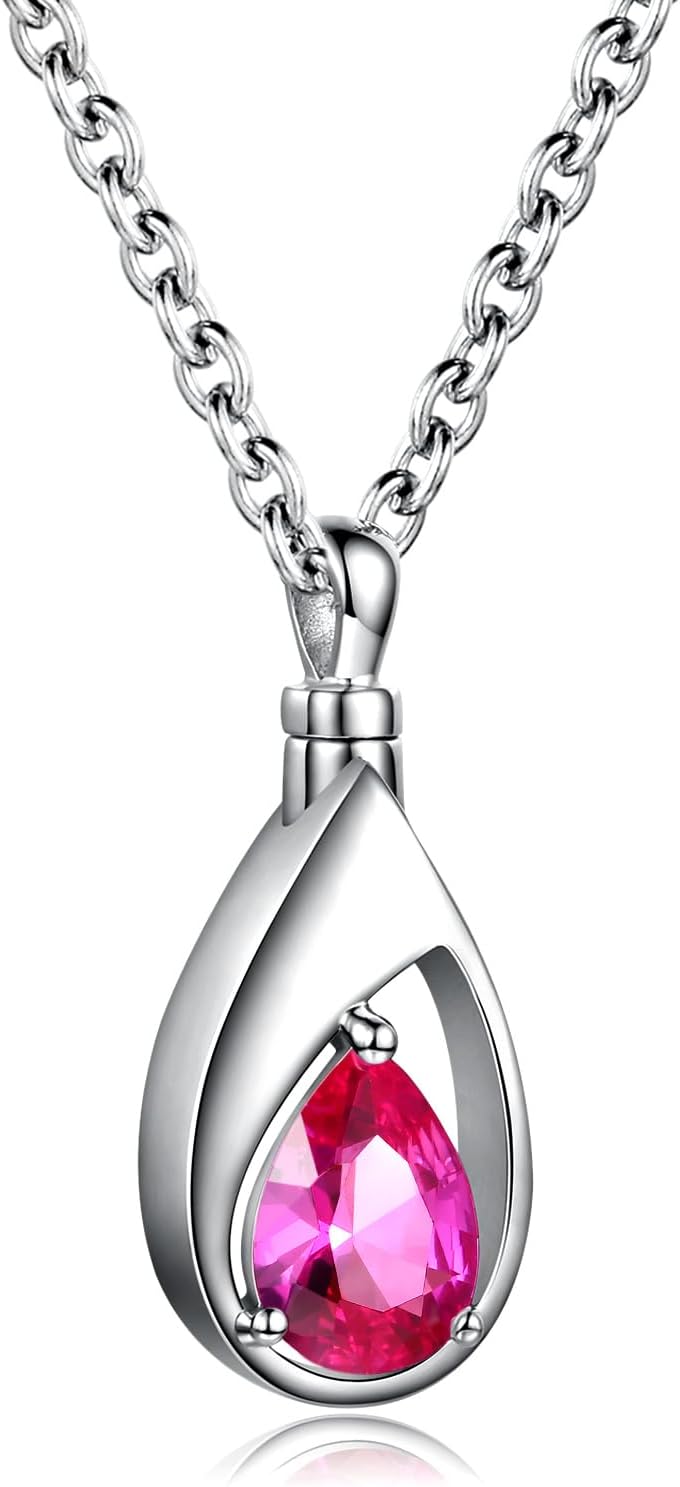 Sariel 925 Sterling Silver Cremation Jewelry Memorial CZ Teardrop Ashes Keepsake Urns Pendant Necklace for urn Necklaces Ashes Jewelry Gifts