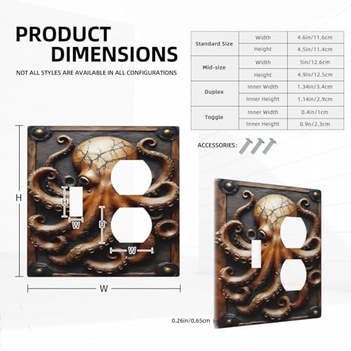 Decorative Outlet Covers Vintage Octopus 2 Gang Wall Plate Cover Single Toggle Duplex Combo Two Switch Light Switch Cover Plate Jumbo Dual Gfci Faceplate