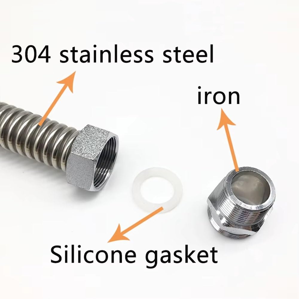 Manguera De Agua Flexible Corrugada BSP De Acero Inoxidable 304, Conexión De Metal BSP De 1/2" 3/4" 1", Línea De Suministro De Agua Fría Y Caliente, 20-100 Cm De Longitud, 1 Pieza(1",100cm)