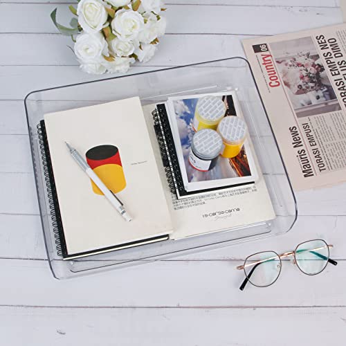 Zyners 2 Pack Stackable Desk Letter Paper Tray, A4 Clear Plastic Desk File Organizer Letter Tray, Desktop File Paper Organizer With Anti-Skid Design For Office Desktop #TOP3