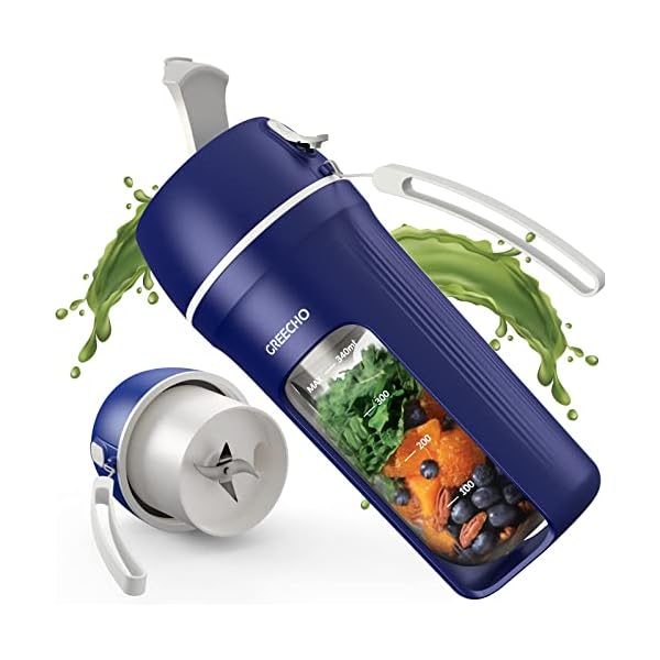 GREECHO Portable Blender, Onehanded Drinking Mini Blender for Shakes