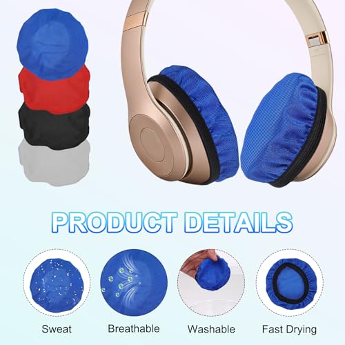 3 pares de cubiertas para almohadillas de audífonos (3.5"-4.3") - Cubierta universal de tela lavable y extensible para auriculares, compatible con la mayoría de audífonos tipo on-ear, negro miniatura 3
