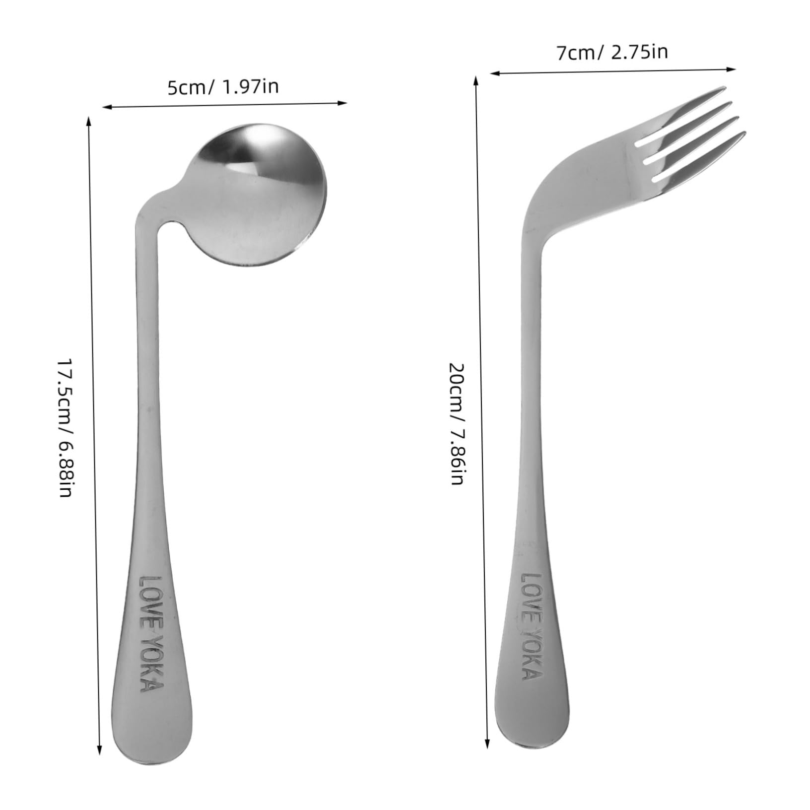 TIDTALEO 1Set Curved Utensil for Disabled Angled Spoon Forks for Food Feeding Ergonomic Metal Tableware for Stroke Patients Elderly Comfortable Grip Design