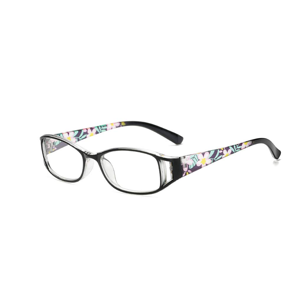 Wygodne damskie okulary do czytania, modne damskie prostokątne oprawki do okularów, okulary blokujące niebieskie światło (3 szt.) (Color : Black, Size : 3.5)