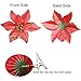 Amajoy 12pcs Glitter Poinsettia Christmas Tree Ornament Artificial Wedding Christmas Flowers Xmas Tree Wreaths Decor Ornament, 5.5inch, Red and Gold for Choice (Red)