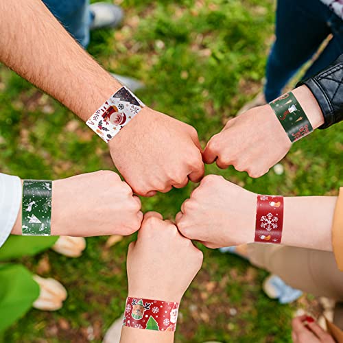 image for ZENZAL 48PCS Christmas Slap Bracelets Slap Xmas Snap Bracelet Party Fa