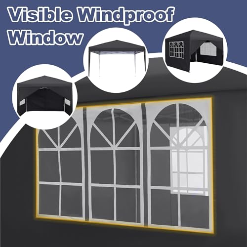 SAILUN 3x3m Party Tent Foldable Pavilion with 4 Side Walls Waterproof Suitable for Festivals,Pop Up Gazebo Parties and Camping Ideal for Winter Events and Garden, Black - Image 5