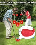 KOFULL Backyard Golf Clubs with Extendable Shaft 2 Packs– Backyard Outdoor Game Club with Oversize Head for Golf Game with Buckets – Length Adjustable 21"-36" for Family – Right-Handed Training, Red