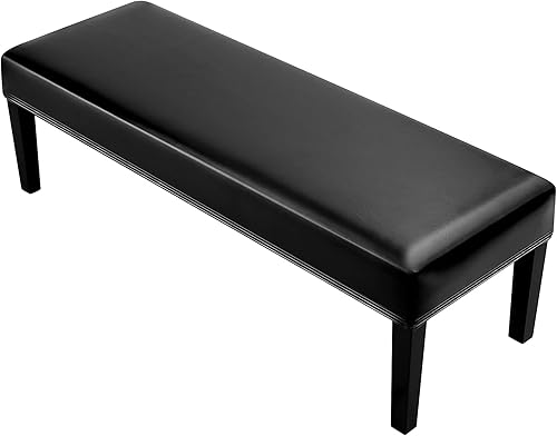 Vista 24 de YISUN Fundas de banco impermeables para comedor, funda de banco de jacquard elástica, antipolvo, extraíble, lavable, fundas de asiento protectoras
