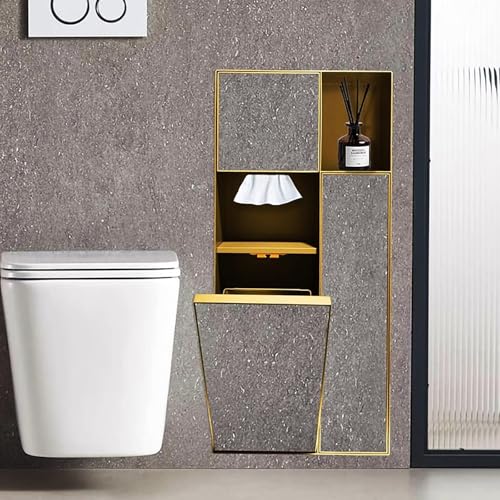 Nicho de baño empotrado de acero inoxidable 304 con portarrollos oculto y cubo de basura B 4