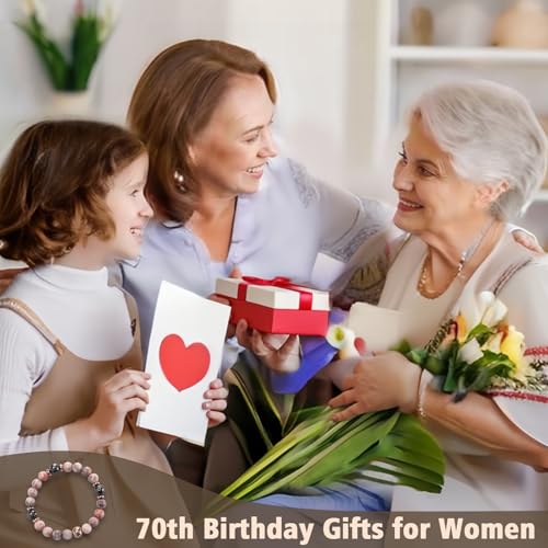 70th Birthday Gifts for Her Friend Wife Grandma Sister Bead Bracelet for Mom Natural Stone Bracelets for Women Coworker for 70 Year Old Woman2