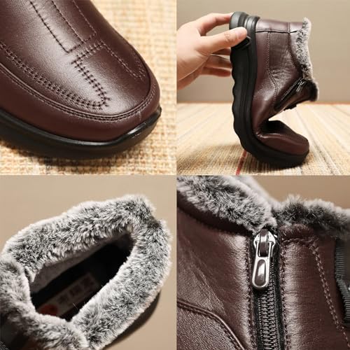 Men's Winter Fleece Waterproof Warm Snow Ankle Boots Zipper Closure Comfortable Fur Lined Lightweight Non-Slip Slip On Outdoor Winter Walking Shoes2