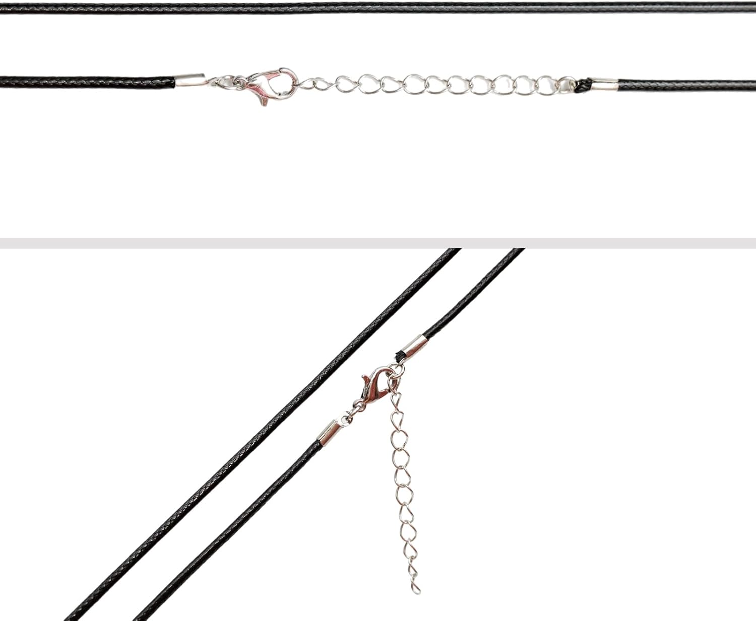 10 Pcs 2.0mm Leather Necklace Cords with Clasp,Waxed Cords,Necklace Ropes for Pendants and Jewelry Making(Black)