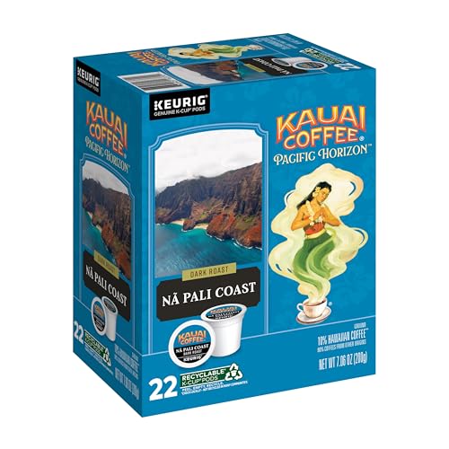 Kauai Coffee K-Cup Pods for Keurig Brewers &ndash; Arabica Coffee, 10% Hawaiian &ndash; Dark Roast, Nutty...