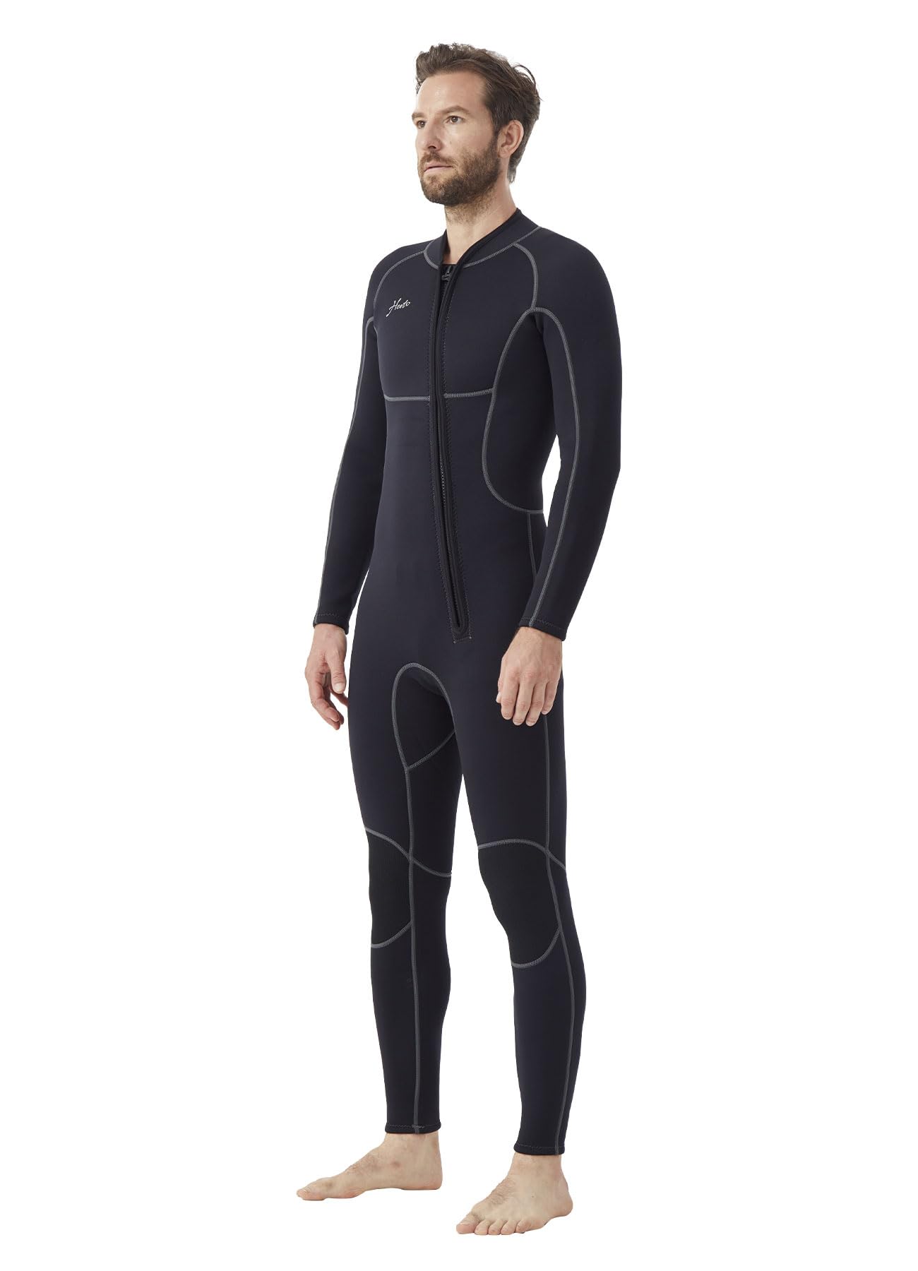 Hevto Men Wetsuits 3/2mm Neoprene Wet Suit Back Front Zip in Cold Water for Surfing Swimming Diving