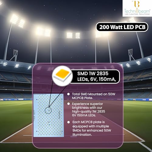 Image of Technobeam 200W LED PCB with Driver for Repair | 256LED, 63V 700mA | Aluminum Plate Base | Waterproof & Durable | Ideal for Flood Light and Street Light