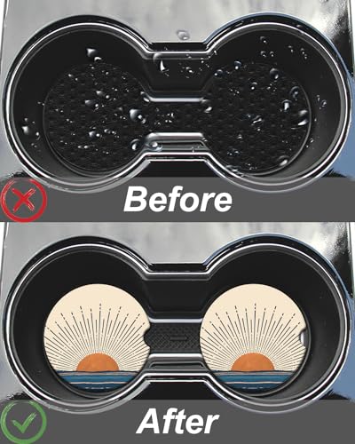 2PCS Boho Sun Posavasos de Cerámica para Carro miniatura 5