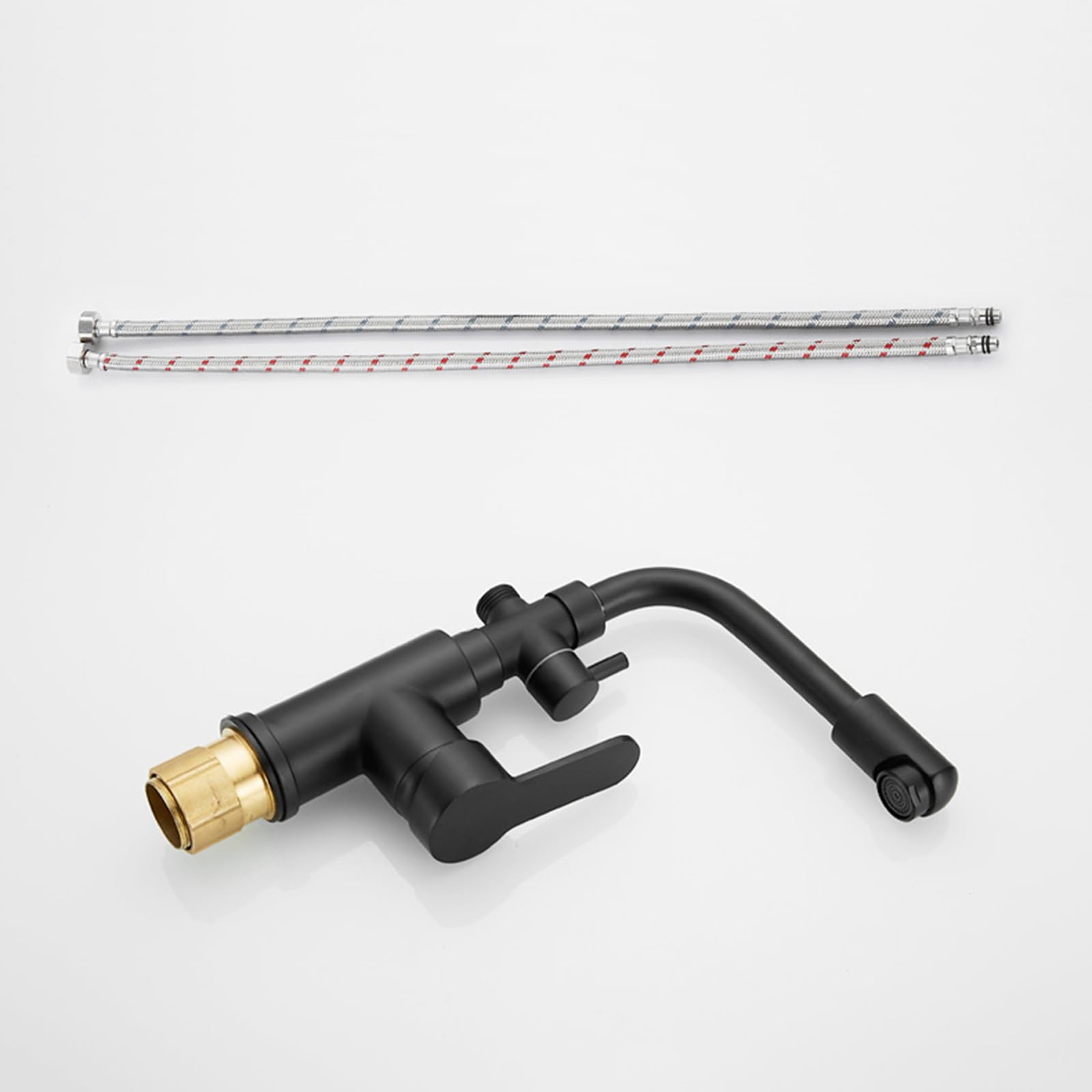 Grifos para Lavabos De Baño Grifo con conector De 1/2 Pulgadas Grifo Lavadora Doble Salida Agua Fría Y Caliente Un Solo Orificio,Plata