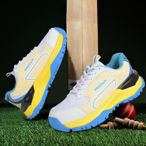 Image of Liberty Freedom Orange & Yellow Cricket Shoes for Men - Lace-Up Court Wear