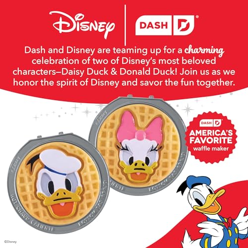 Image of Dash MultiMaker Mini System Removable Plate Set - Ceramic, Nonstick Replacement Plates for Fun-Shaped Waffle Breakfast - Waffle Maker Not Included - 4-Inch - Two-Pack - Donald & Daisy