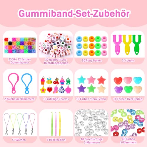 DTYDECLE 2700+ Loom Bänder Set für Armbänder, Loops Gummis Bänder Loom Rubber Bands Kit Kinder Basteln für Junge und Mädchen